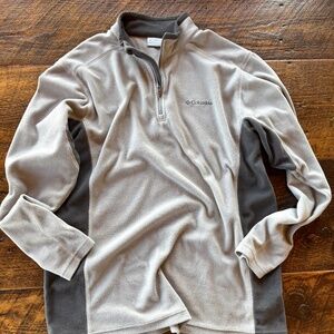Columbia Men's Large Gray Fleece Quarter Zip Pull Over Lightweight Soft